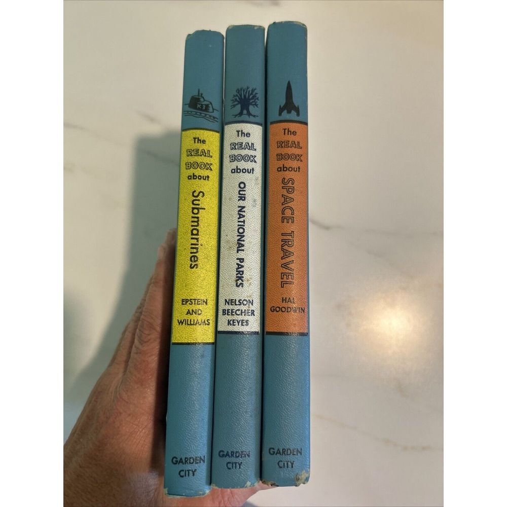 Lot 3 VTG The Real Book Children's 1950s Readers Space/national Parks/submarines